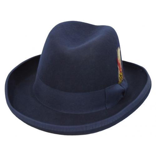 Bruno Capelo Navy Blue Australian Wool Godfather Dress Hat GF-102